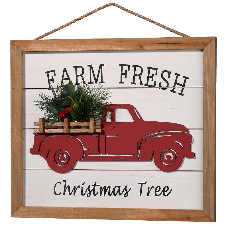 National Tree Company Farm Fresh Christmas Tree Framed Wall Decor, White