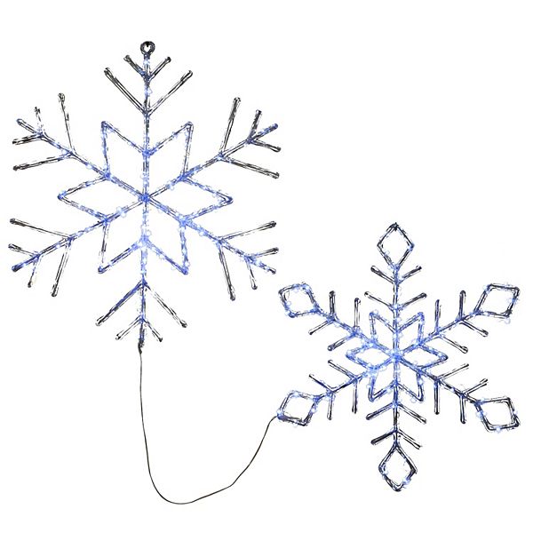 LED Light Ice Crystal Snowflakes, Set of 2