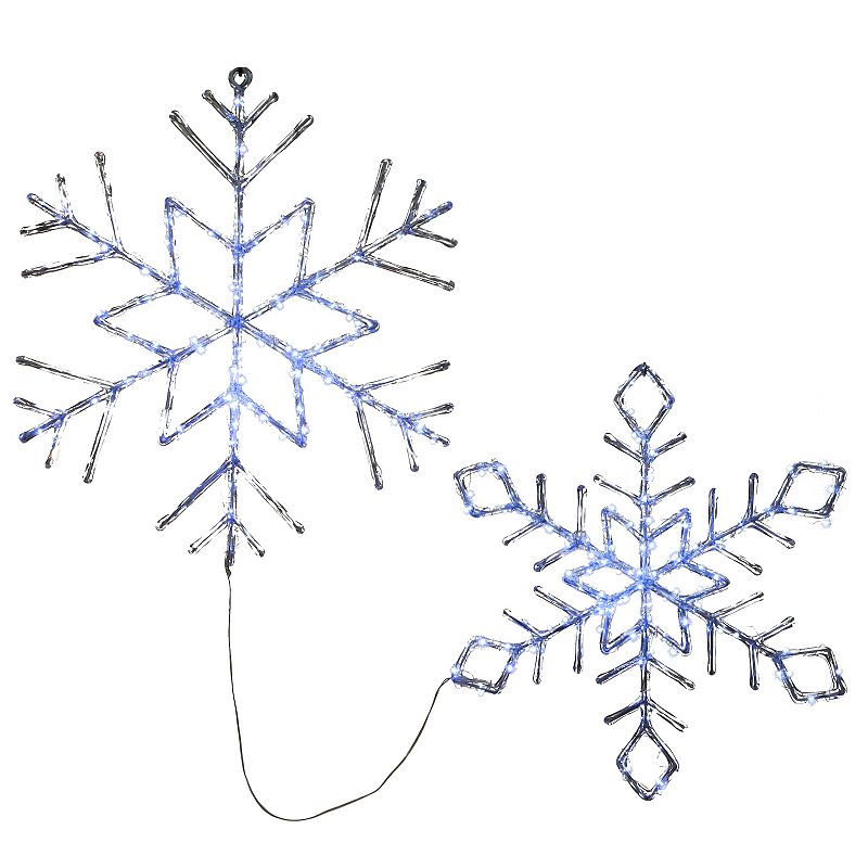 LED Light Ice Crystal Snowflakes  Set of 2