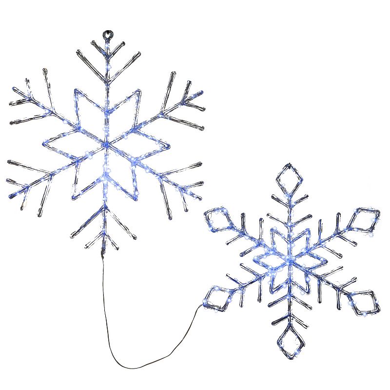 LED Light Ice Crystal Snowflakes  Set of 2