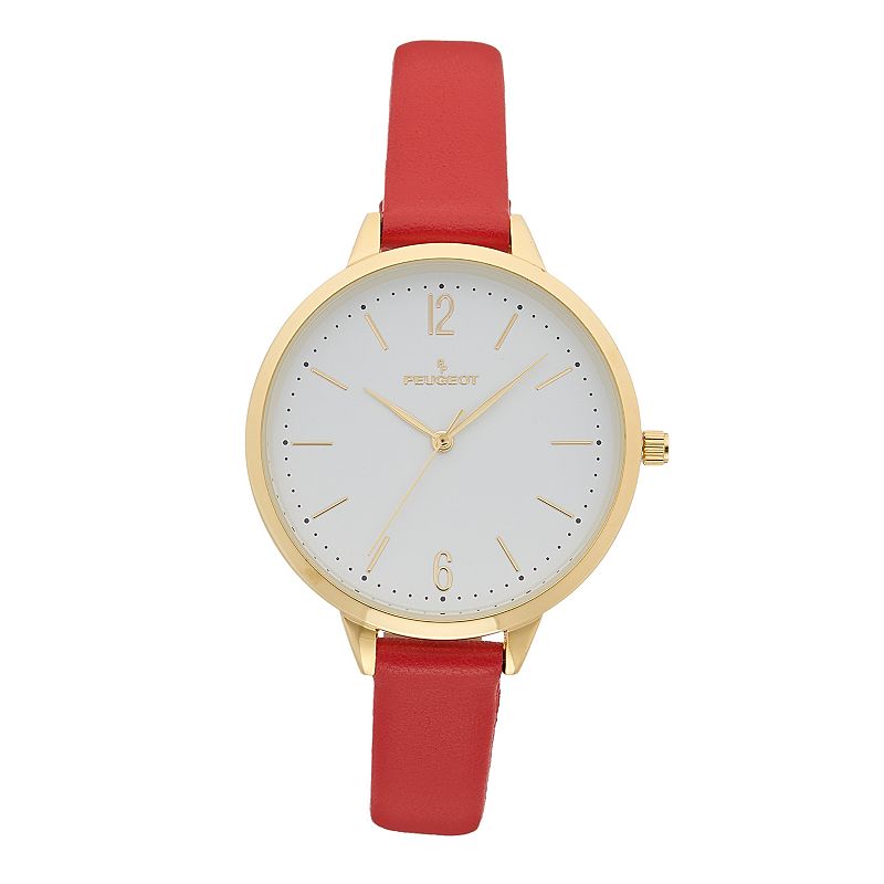 Peugeot Womens Slim Large Face Watch, Size: Medium, Red