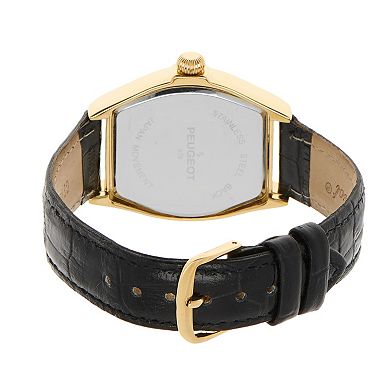 Peugeot Women's 14k Gold Plated Leather Strap Watch