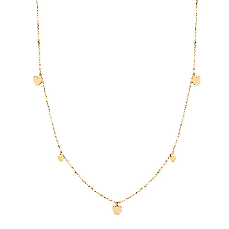 14k Gold Heart Drop Chain Necklace, Womens, Size: 17, Multicolor