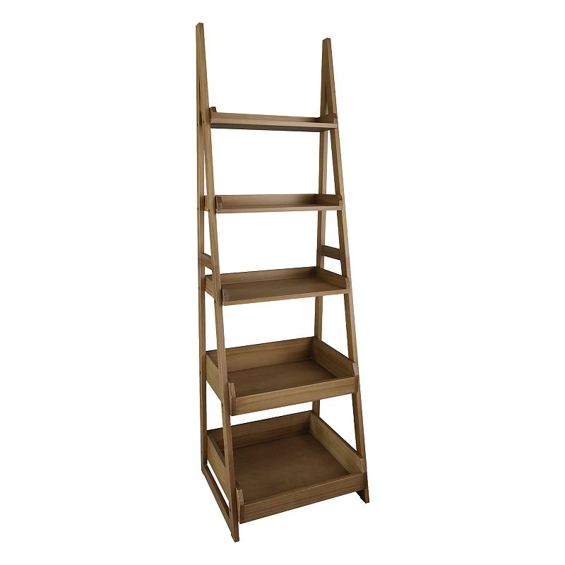 Casual Home Cascade 5-Shelf Ladder Bookcase, Grey