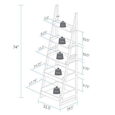 Casual Home Cascade 5-Shelf Ladder Bookcase