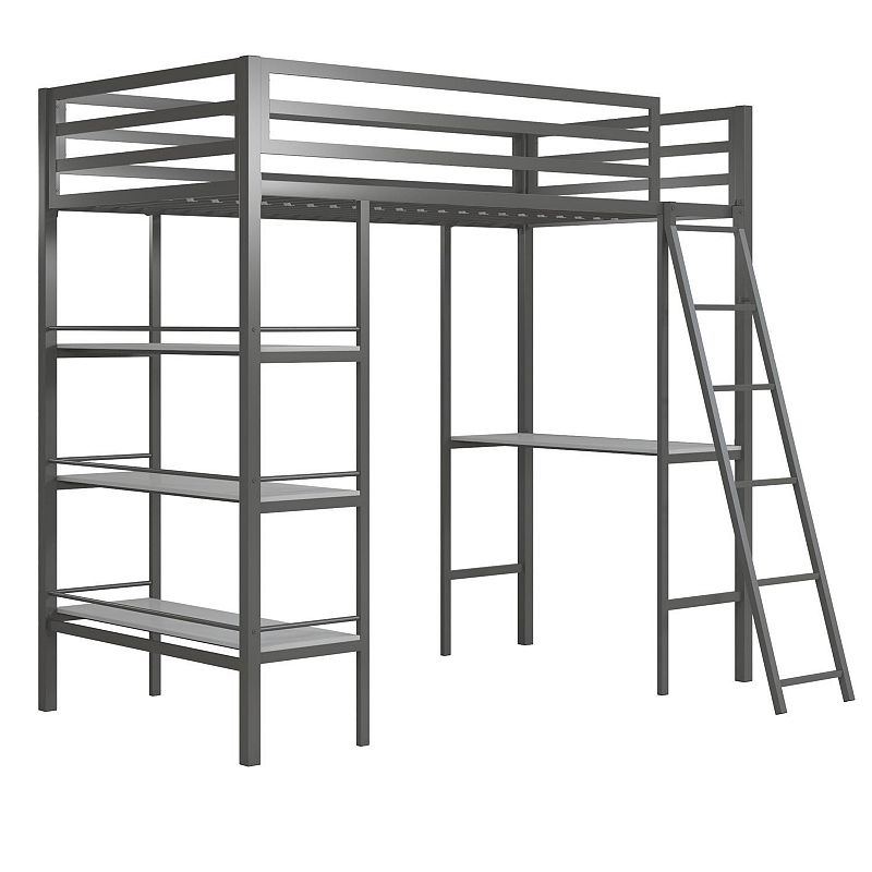 17719773 Little Seeds Nova Metal Twin Loft Bed with Shelves sku 17719773