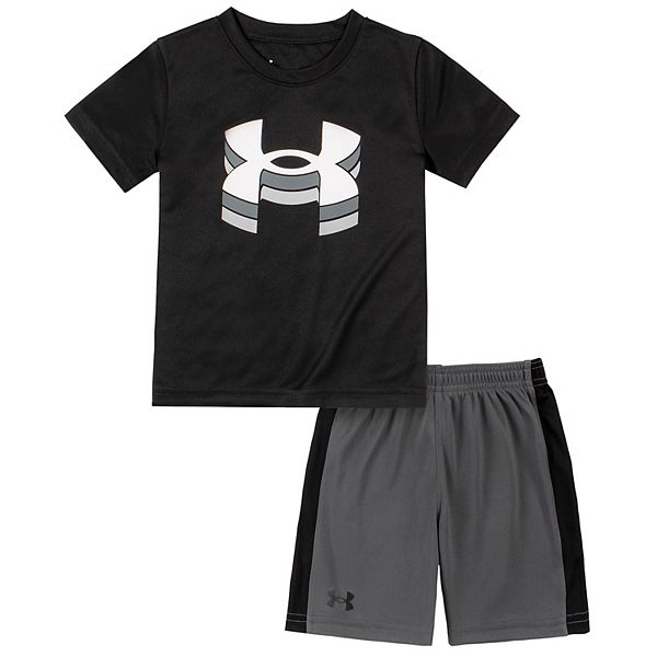 Toddler Boy Under Armour Logo Tee & Color Striped Shorts Set