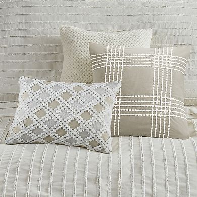Madison Park Signature Essence Cotton Clip Stripe Jacquard Comforter Set with Shams and Decorative Pillows