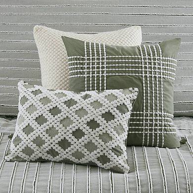 Madison Park Signature Essence Cotton Clip Stripe Jacquard Comforter Set with Shams and Decorative Pillows