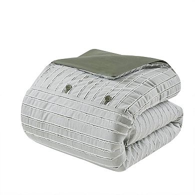 Madison Park Signature Essence Cotton Clip Stripe Jacquard Comforter Set with Shams and Decorative Pillows