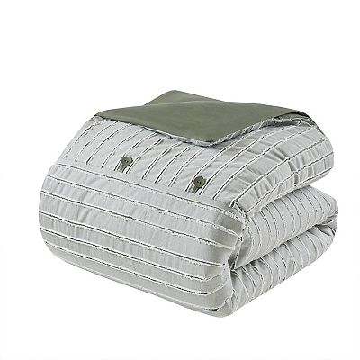 Madison Park Signature Essence Clip Stripe Jacquard Cotton Comforter Set with Throw Pillows