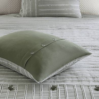 Madison Park Signature Essence Cotton Clip Stripe Jacquard Comforter Set with Shams and Decorative Pillows