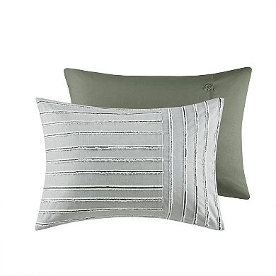 Madison Park Signature Essence Cotton Clip Stripe Jacquard Comforter Set with Shams and Decorative Pillows