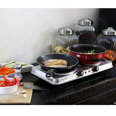 MegaChef Dual-Size Infrared Burner Cooktop Buffet Range