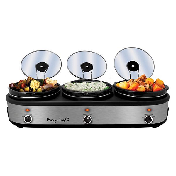 MegaChef 2.5qt. Triple Slow Cooker & Buffet Server