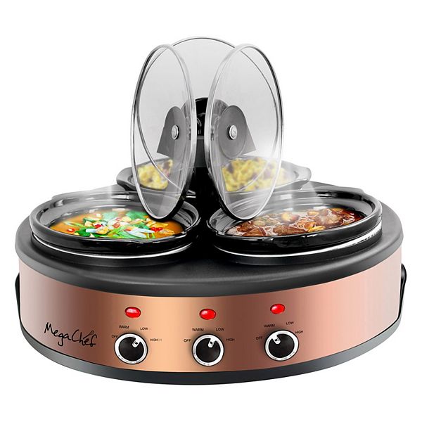 MegaChef 1.5qt. Triple Slow Cooker & Buffet Server