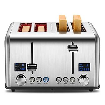 MegaChef 9 in 4-Slice Stainless Steel Toaster