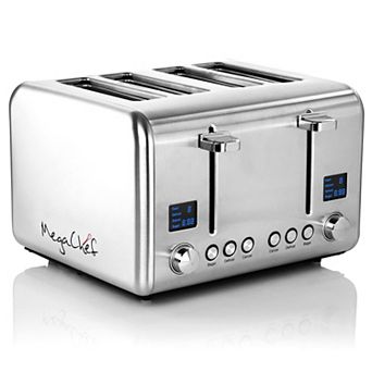 MegaChef 9 in 4-Slice Stainless Steel Toaster