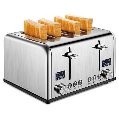 MegaChef 9-in. 4-Slice Stainless Steel Toaster
