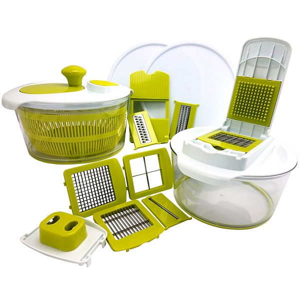 MegaChef 10-in-1 Salad Spinning Slicer, Dicer & Chopper - None