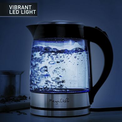 MegaChef 1.8-Liter LED Glass & Stainless Steel Electric Tea Kettle