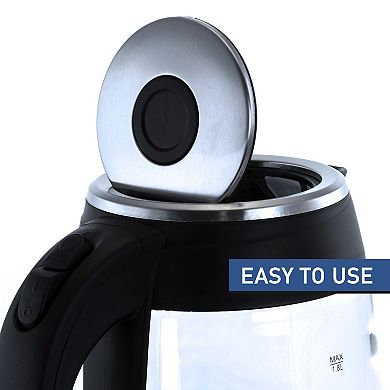 MegaChef 1.8-Liter Glass & Stainless Steel Electric Tea Kettle