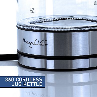 MegaChef 1.8-Liter LED Glass & Stainless Steel Electric Tea Kettle