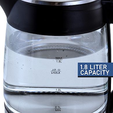 MegaChef 1.8-Liter LED Glass & Stainless Steel Electric Tea Kettle
