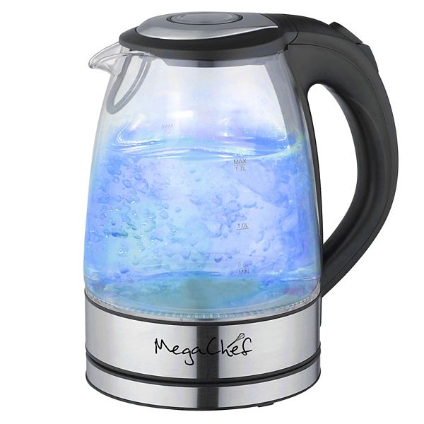 MegaChef 1.7Liter Glass & Stainless Steel Electric Tea Kettle