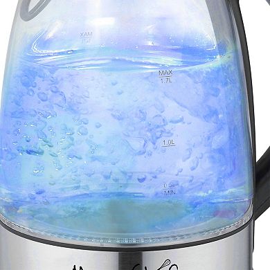 MegaChef 1.7-Liter Glass & Stainless Steel Electric Tea Kettle