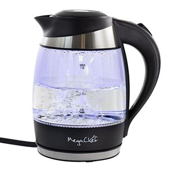 MegaChef 1.8-Liter Glass & Stainless Steel Electric Tea Kettle