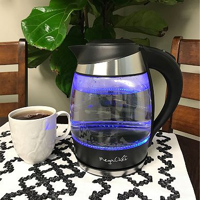 MegaChef 1.8-Liter Glass & Stainless Steel Electric Tea Kettle