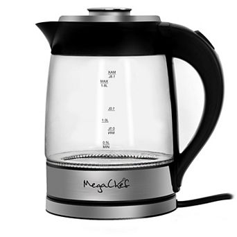 MegaChef 1.8-Liter Cordless Glass & Stainless Steel Electric Tea Infuser Kettle