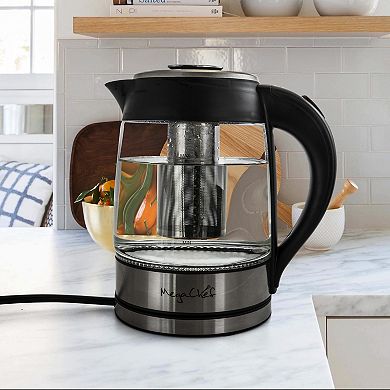 MegaChef 1.8-Liter Cordless Glass & Stainless Steel Electric Tea Kettle