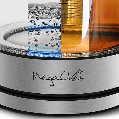 MegaChef 1.8-Liter Cordless Glass & Stainless Steel Electric Tea Kettle