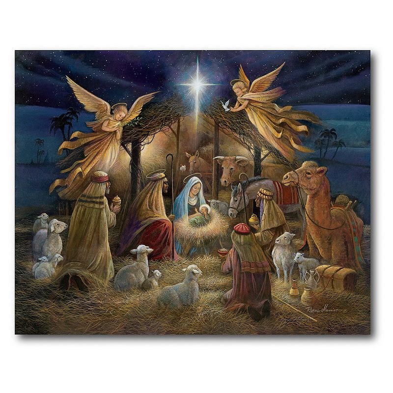 Courtside Market Nativity Scene Christmas Canvas Wall Art, Multicolor, 16X2