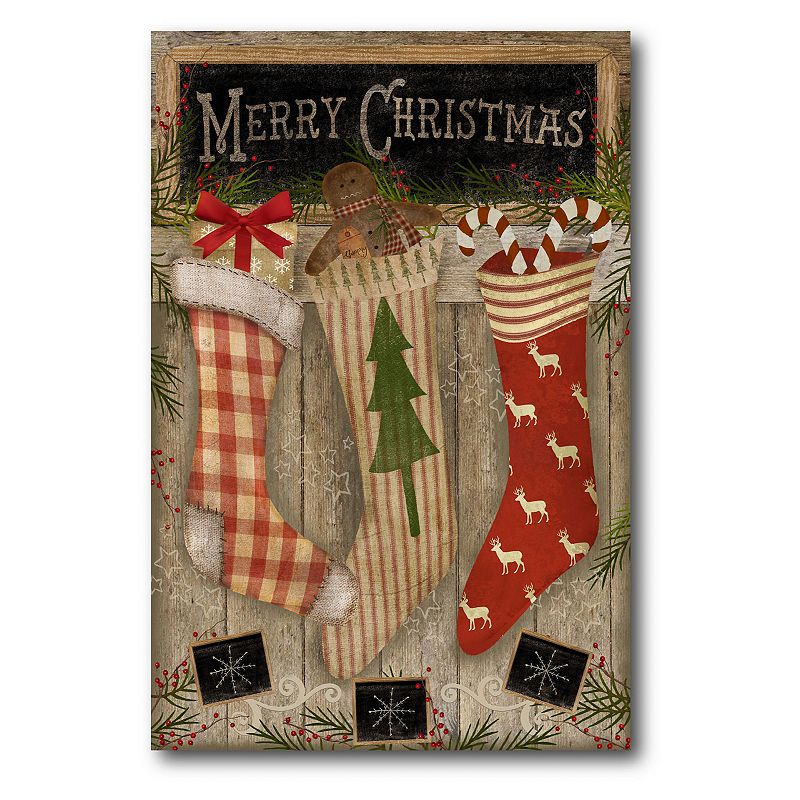Courtside Market Christmas Stockings Canvas Wall Art, Multicolor, 12X18