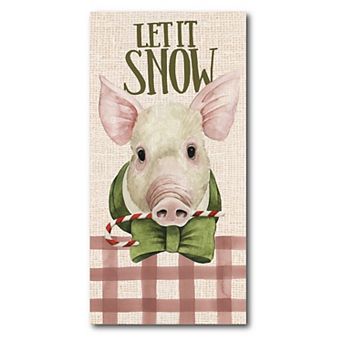 Courtside Market Christmas on the Farm Pig Canvas Wall Art