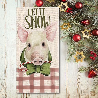 Courtside Market Christmas on the Farm Pig Canvas Wall Art
