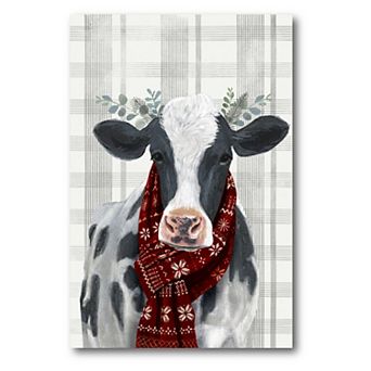 Courtside Market Yuletide Cow I Canvas Wall Decor
