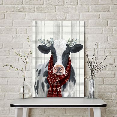 Courtside Market Yuletide Cow I Canvas Wall Decor