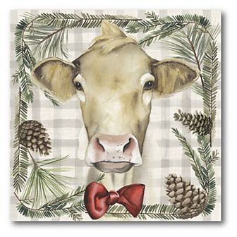 Courtside Market Cow Holiday Canvas Wall Decor