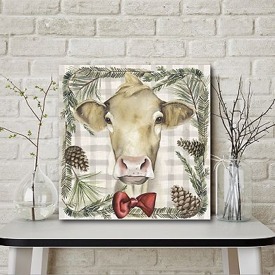 Courtside Market Cow Holiday Canvas Wall Decor