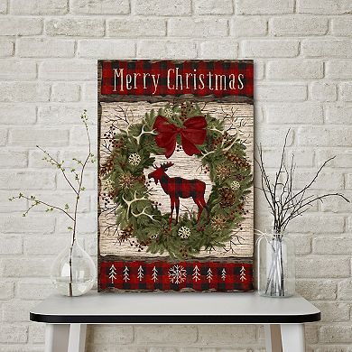 Courtside Market Moose Wreath Christmas Canvas Wall Art