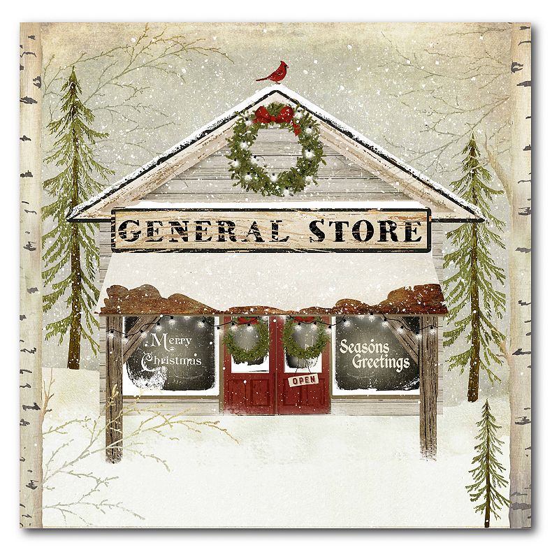 Courtside Market General Store Christmas Canvas Wall Art, Multicolor, 24X24