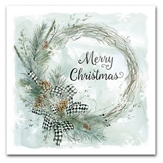 Courtside Market Merry Christmas Pine Wreath Canvas Wall Art