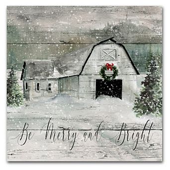 Courtside Market Merry and Bright Barn Canvas Wall Art