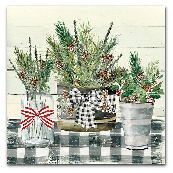 Courtside Market Christmas Gingham Canvas Wall Art