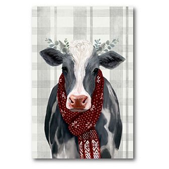 Courtside Market Yuletide Cow Canvas Wall Art