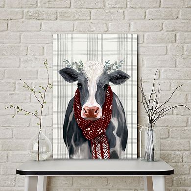 Courtside Market Yuletide Cow Canvas Wall Art